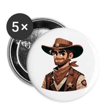 Cartoon Sheriff - Buttons small 1''/25 mm (5-pack) - white - Front