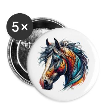 Horse - Buttons small 1''/25 mm (5-pack) - white - Front