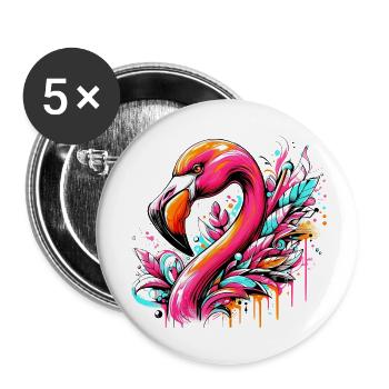 Flamingo - Buttons klein 25 mm (5er Pack) - Weiß - Vorne