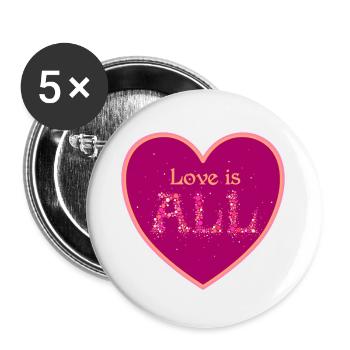 Love is all - Buttons small 1''/25 mm (5-pack) - white - Front