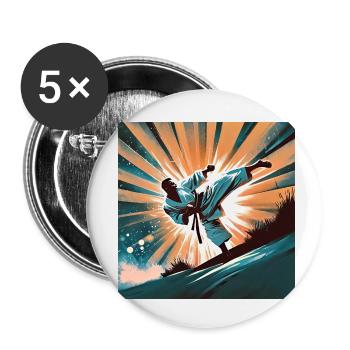 Yoko Geri. Karaté. - Lot de 5 petits badges (25 mm) - blanc - Devant