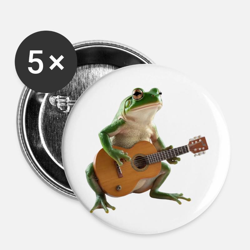 Frog Toad Musician Guitar - Buttons small 1''/25 mm (5-pack) - white