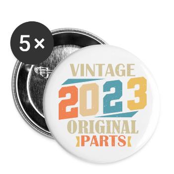 Month 2023. Birthday gift 2023. 1 Year Birth - Buttons small 1''/25 mm (5-pack) - white - Front