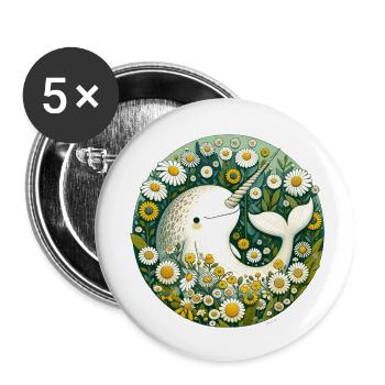 narval - Lot de 5 petits badges (25 mm) - blanc - Devant