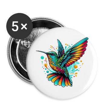 Kolibri - Buttons klein 25 mm (5er Pack) - Weiß - Vorne