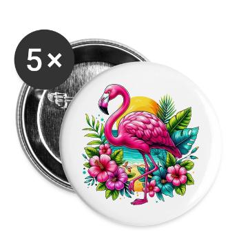 Flamingo - Buttons klein 25 mm (5er Pack) - Weiß - Vorne