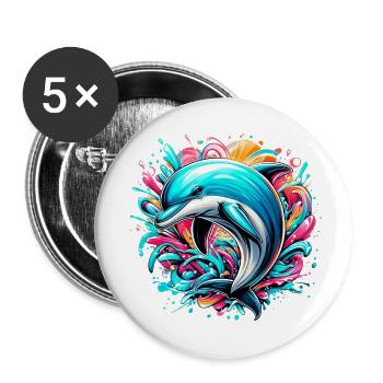 Delfin - Buttons klein 25 mm (5er Pack) - Weiß - Vorne