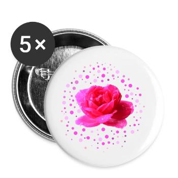 rose rose fête des mères - Lot de 5 petits badges (25 mm) - blanc - Devant