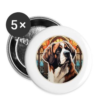 Saint Bernard Rescue Dog - Buttons small 1''/25 mm (5-pack) - white - Front