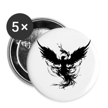 Phénix noir mystique - Lot de 5 petits badges (25 mm) - blanc - Devant