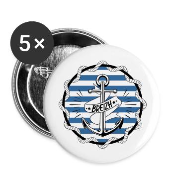 ANCRE BREIZH - Lot de 5 petits badges (25 mm) - blanc - Devant