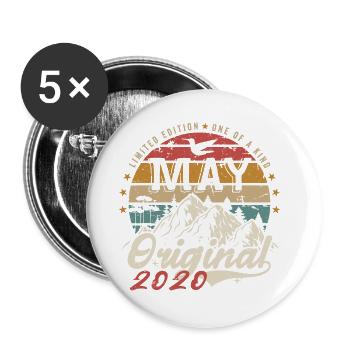 Mai 2020 Cadeau D'anniversaire Mai 2020 Original - Lot de 5 petits badges (25 mm) - blanc - Devant