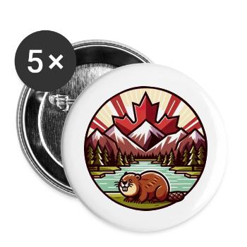 Kanada Bieber 3 - Buttons klein 25 mm (5er Pack) - Weiß - Vorne