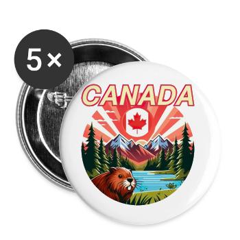 Kanada Bieber 5 - Buttons klein 25 mm (5er Pack) - Weiß - Vorne