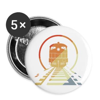 Chemin de fer rétro - Lot de 5 petits badges (25 mm) - blanc - Devant