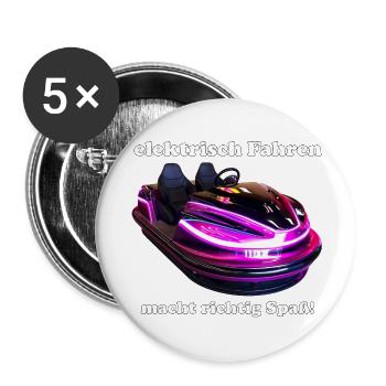 E-Autofahren macht Spaß - Buttons klein 25 mm (5er Pack) - Weiß - Vorne