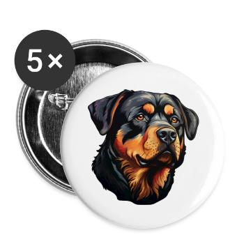 Rottweilerkopf - Lot de 5 petits badges (25 mm) - blanc - Devant