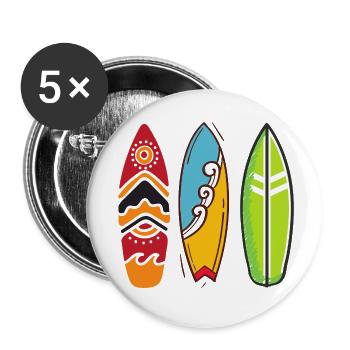 Planches de surf - Lot de 5 petits badges (25 mm) - blanc - Devant