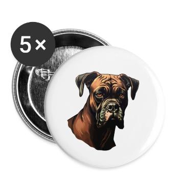 Boxer Head - Buttons small 1''/25 mm (5-pack) - white - Front