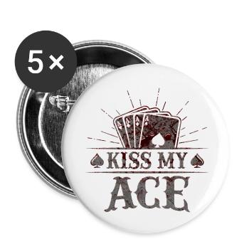 Kiss My Ace jeu de poker jeu de cartes casino club jouer - Lot de 5 petits badges (25 mm) - blanc - Devant