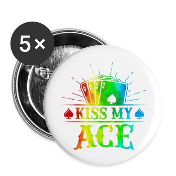 Kiss My Ace jeu de poker jeu de cartes casino club jouer - Lot de 5 petits badges (25 mm) - blanc - Devant