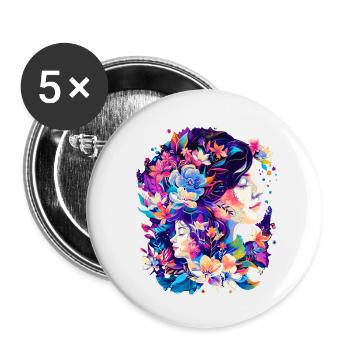 Mutter und Tochter - Buttons klein 25 mm (5er Pack) - Weiß - Vorne