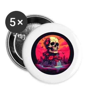 Skull in the South Seas - Buttons small 1''/25 mm (5-pack) - white - Front