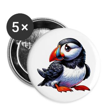 Papageitaucher - Buttons klein 25 mm (5er Pack) - Weiß - Vorne