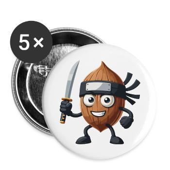Almond Assassin: Der heimliche Snack - Buttons klein 25 mm (5er Pack) - Weiß - Vorne