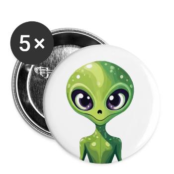 Alien oder Außerirdischer - Buttons klein 25 mm (5er Pack) - Weiß - Vorne