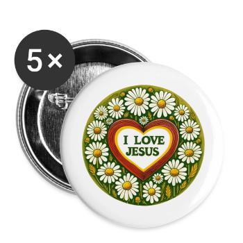 Ich liebe Jesus - Buttons klein 25 mm (5er Pack) - Weiß - Vorne