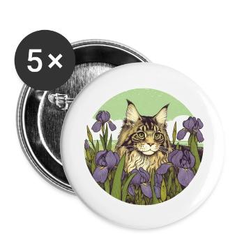 Braun getigerte Katze Iris - Buttons klein 25 mm (5er Pack) - Weiß - Vorne