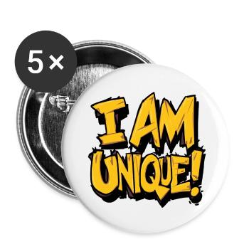 I am unique, think, positive, self-confident - Buttons small 1''/25 mm (5-pack) - white - Front