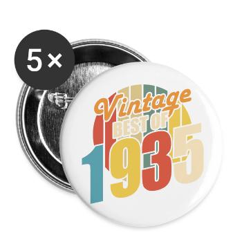 Jahrgang 1935 Best of 1935 - Annif 89 Jahre - Buttons klein 25 mm (5er Pack) - Weiß - Vorne