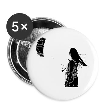 Kitegirl black and white - Buttons klein 25 mm (5er Pack) - Weiß - Vorne