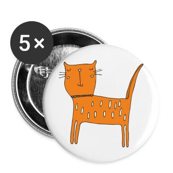 Cat Orange - Buttons small 1''/25 mm (5-pack) - white - Front