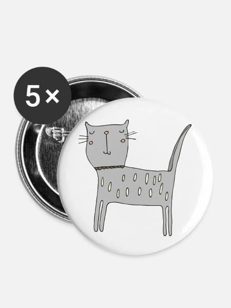 katze grau - Buttons klein 25 mm (5er Pack) - Weiß