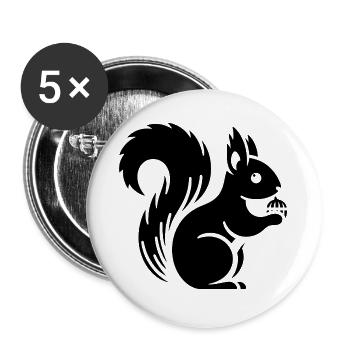 Silhouette d’écureuil minimaliste avec écrou - Lot de 5 petits badges (25 mm) - blanc - Devant