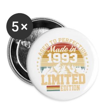 1993 anniversaire 1993 né en 1993 anniversaire - Lot de 5 petits badges (25 mm) - blanc - Devant
