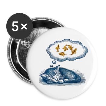 Rêve de chat - Lot de 5 petits badges (25 mm) - blanc - Devant