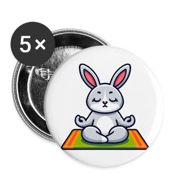 Zen-Hase: Der meditative Munchkin - Buttons klein 25 mm (5er Pack) - Weiß - Vorne