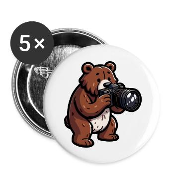 Shutterbear : le photographe de la nature sauvage - Lot de 5 petits badges (25 mm) - blanc - Devant