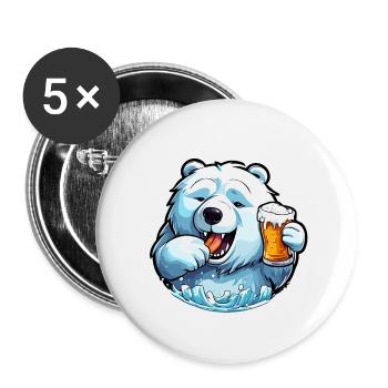 Ours polaire / Animal / Pôle Nord / hiver / enfantin / mignon - Lot de 5 petits badges (25 mm) - blanc - Devant
