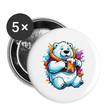 Ours polaire / Animal / Norpol / hiver / enfantin / mignon - Lot de 5 petits badges (25 mm) - blanc - Devant
