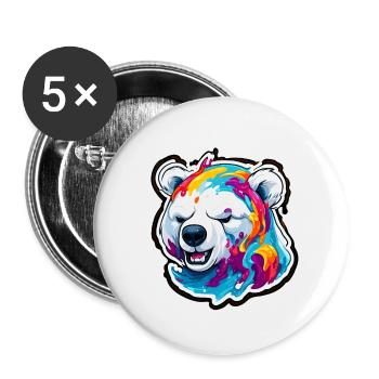 Ours polaire / Animal / Norpol / hiver / enfantin / mignon - Lot de 5 petits badges (25 mm) - blanc - Devant