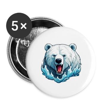 Ours polaire / Animal / Norpol / hiver / enfantin / mignon - Lot de 5 petits badges (25 mm) - blanc - Devant