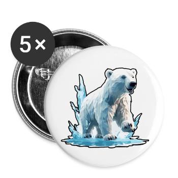 Ours polaire / Animal / Norpol / hiver / enfantin / mignon - Lot de 5 petits badges (25 mm) - blanc - Devant
