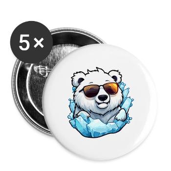 Ours polaire / Animal / Norpol / hiver / enfantin / mignon - Lot de 5 petits badges (25 mm) - blanc - Devant