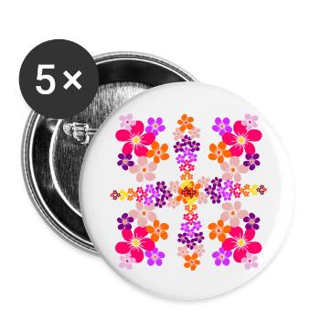 Blumenmuster Blüte blumig floral blühende Blume - Buttons klein 25 mm (5er Pack) - Weiß - Vorne