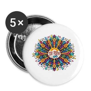 bleibt positiv - Buttons klein 25 mm (5er Pack) - Weiß - Vorne